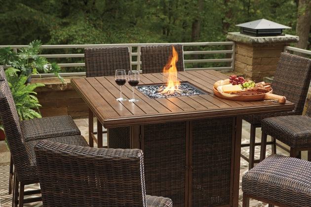 Paradise Trail Bar Table with Fire Pit - Furnish 4 Less