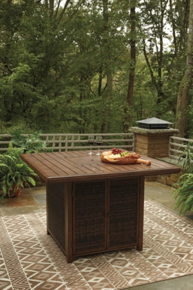 Paradise Trail Bar Table with Fire Pit - Furnish 4 Less