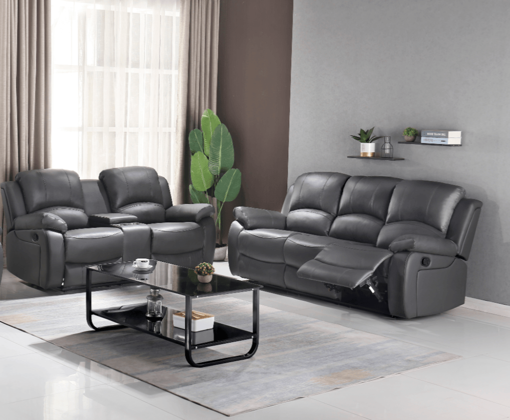 Boris Aire-Leather Recliner Set - Furnish 4 Less