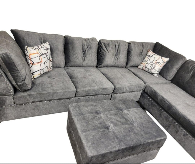 Reversible Sectional Sofa with Storage Ottoman - V72 - Furnish 4Less