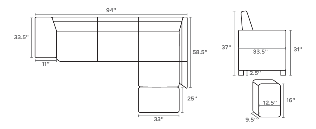 Air-Suede Sleeper Sectional Sofa - T1225 - Furnish 4 Less