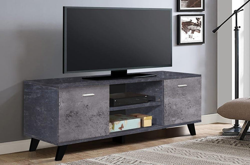Two-tone Wood TV Stand with Concrete Style Finish - 003 - Furnish 4Less
