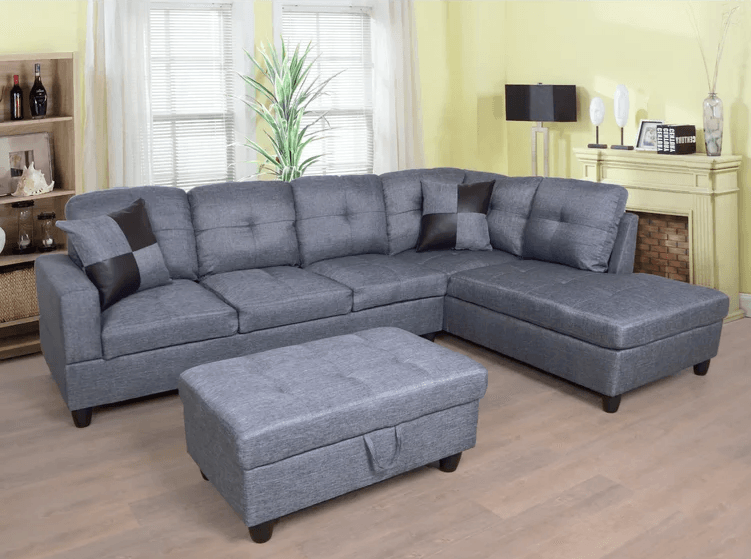 Sectional Sofa w/ Storage Ottoman - V52 - Furnish 4 Less
