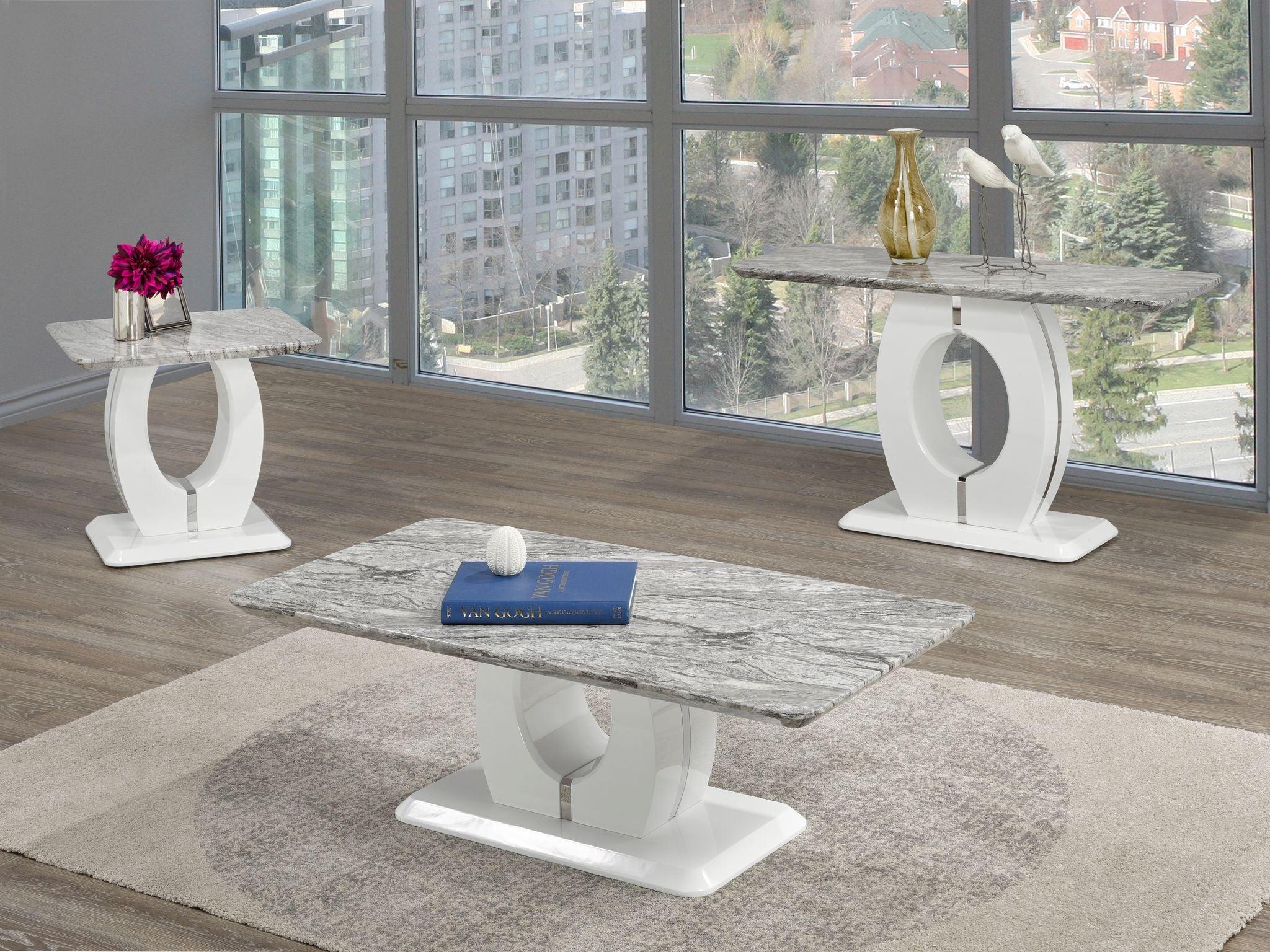 FAUX MARBLE TOP SOFA TABLE - B901 - Furnish 4 Less