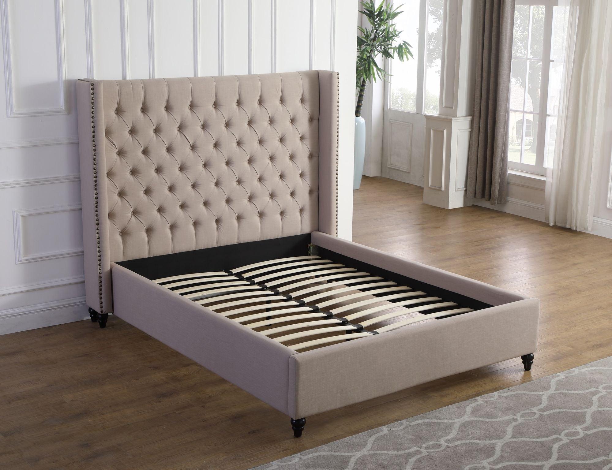 King/Queen PLATFORM BED (Beige, Grey) - B1920 - Furnish 4 Less