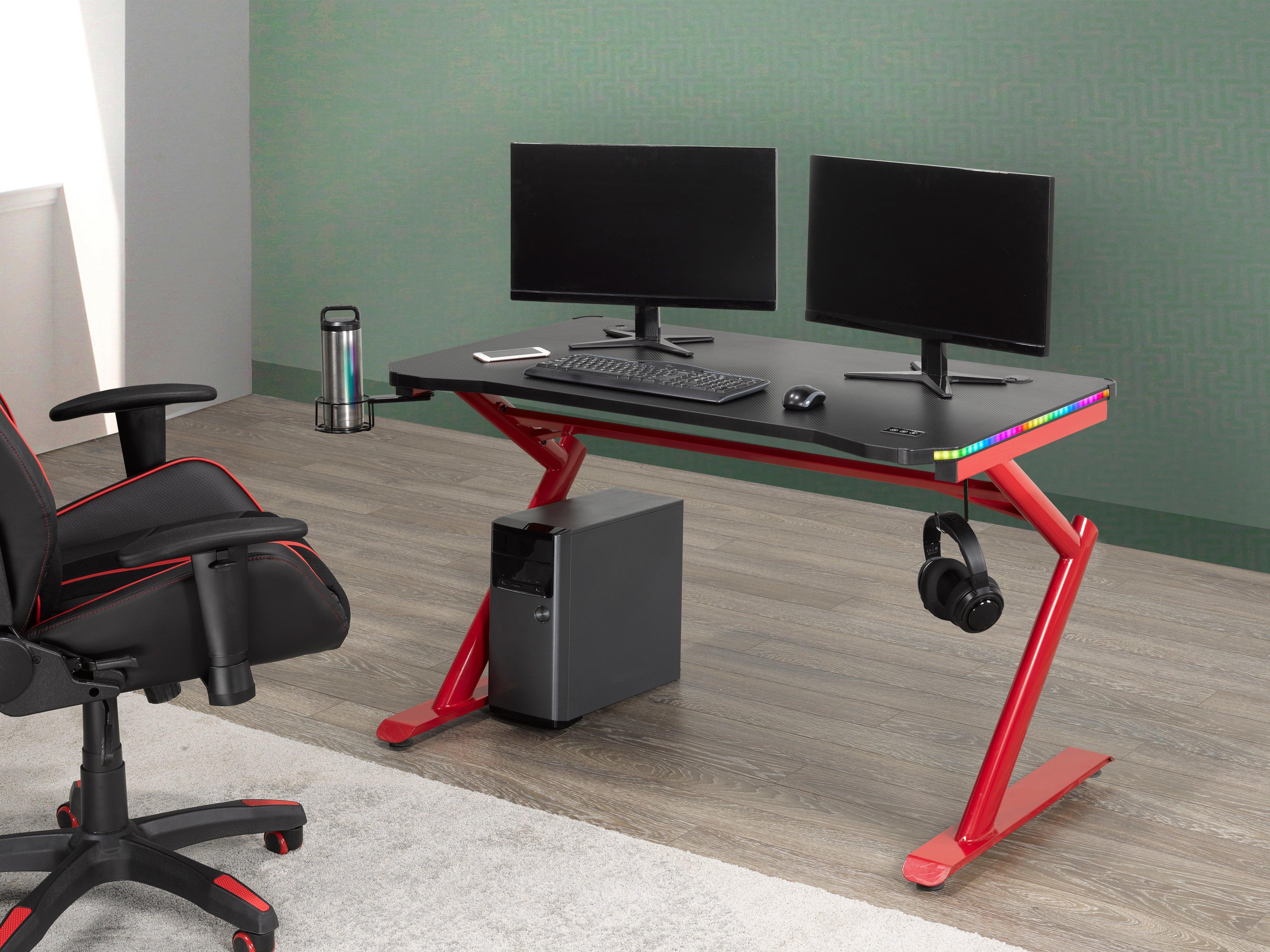 LED Gaming Desk w/ Wireless Charging - B8028 - Furnish 4 Less