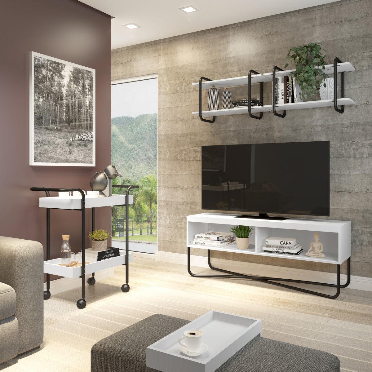 53" White/Chrome TV Stand - B149 - Furnish 4 Less