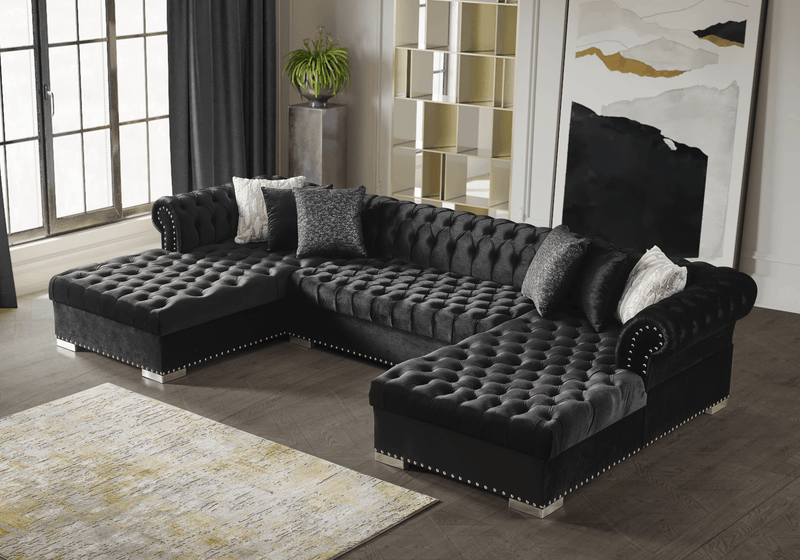 Jordan Velvet Sectional Sofa - Furnish 4 Less