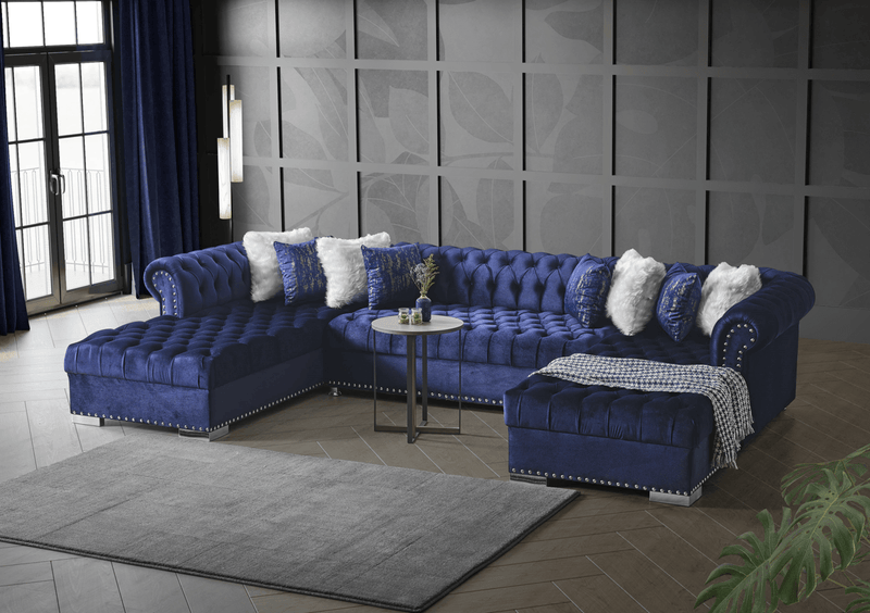Jordan Velvet Sectional Sofa - Furnish 4 Less