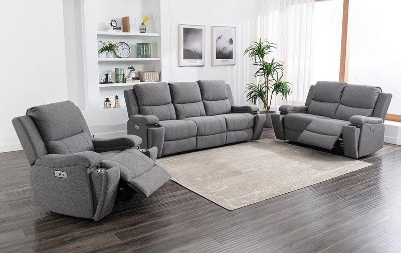 3pc Power Recliner Set in Grey Fabric - IF-8030 - Furnish 4 Less