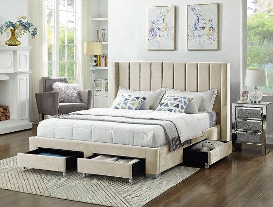 Grey Velvet Storage Bed IF-5210 - Furnish 4Less