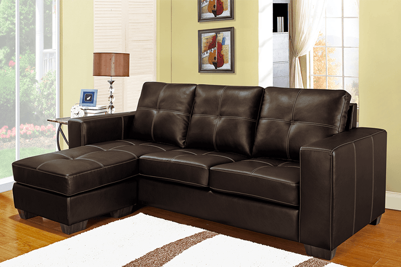 Reversible Faux Leather Sectional Sofa (Black, Brown) - IF-9355 - Furnish 4 Less