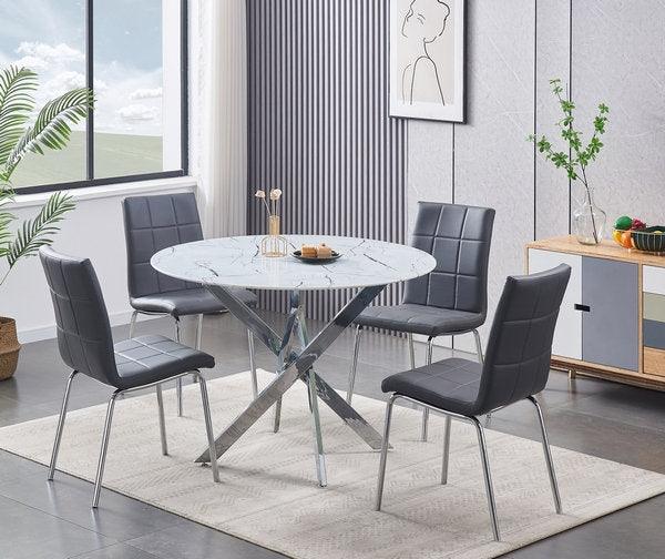 5-piece White Top Dining Set (Black, Grey, White) - IF-1445 - Furnish 4 Less