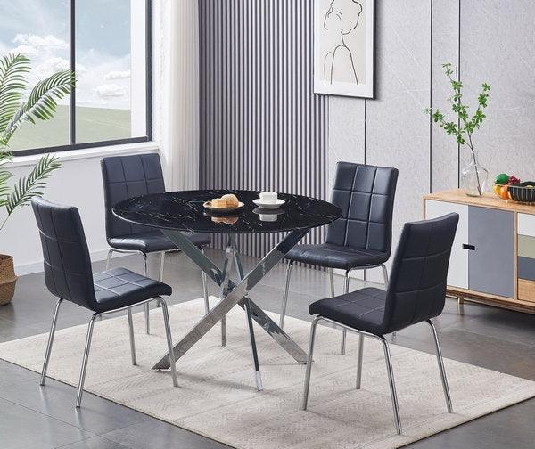 5-piece Black Top Dining Set (Black, Grey, White) - IF-1446 - Furnish 4 Less