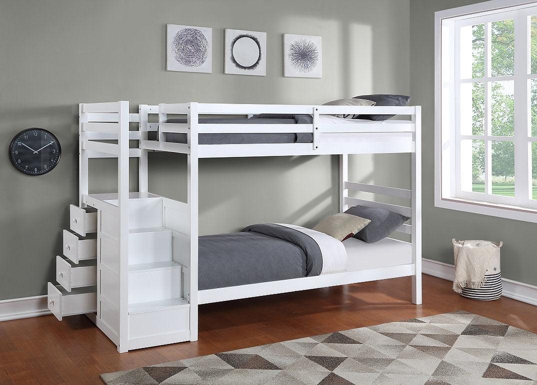 Single/Single Bunk Bed (Espresso, White) - IF-1890 - Furnish 4 Less
