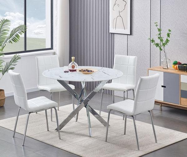 5-piece White Top Dining Set (Black, Grey, White) - IF-1445 - Furnish 4 Less