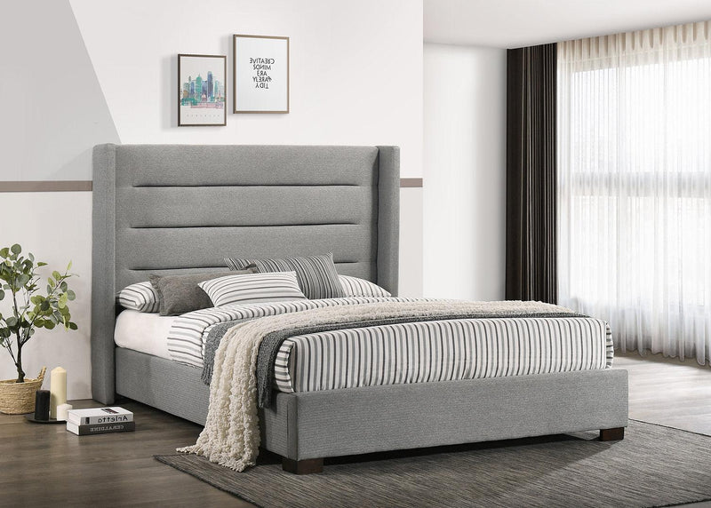 Grey Fabric Wing Bed - 5241 - Furnish 4Less