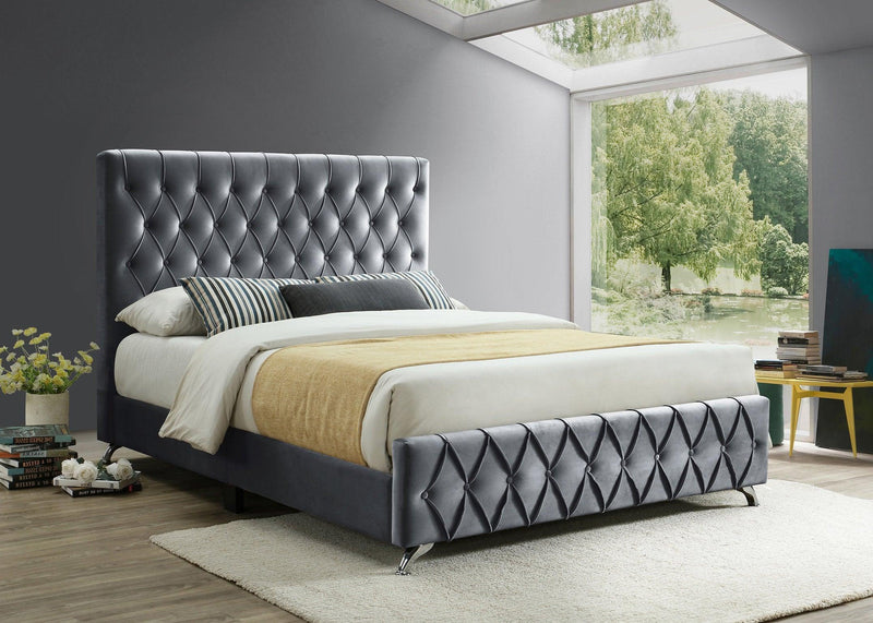 Diamond Pattern Platform Bed (Grey, Black) - IF-5760 - Furnish 4 Less