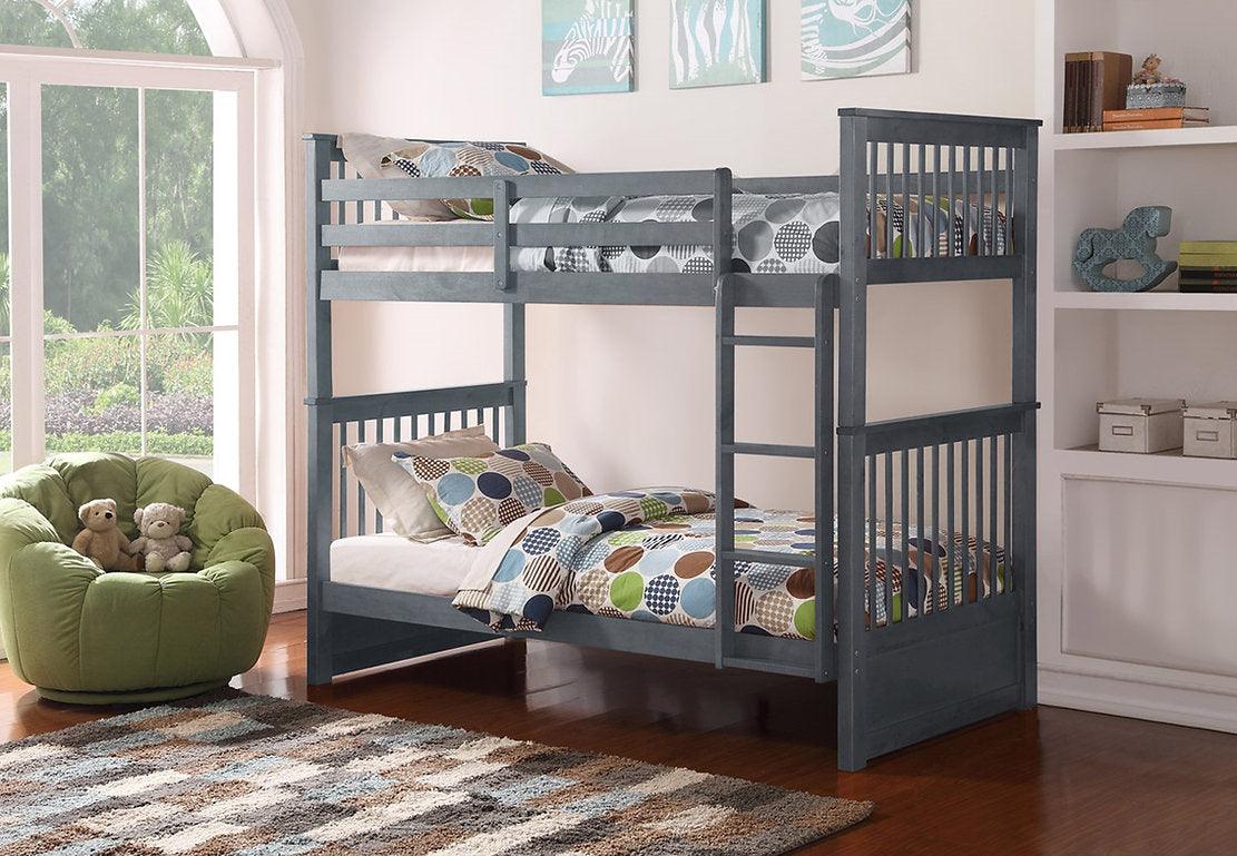 Twin/Twin Bunk Bed (Espresso, White, Grey, Honey) - IF-121 - Furnish 4 Less