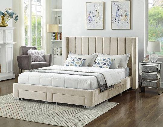 Grey Velvet Storage Bed IF-5210 - Furnish 4Less