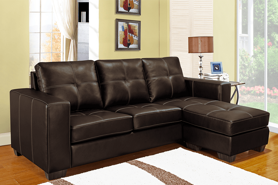 Reversible Faux Leather Sectional Sofa (Black, Brown) - IF-9355 - Furnish 4 Less
