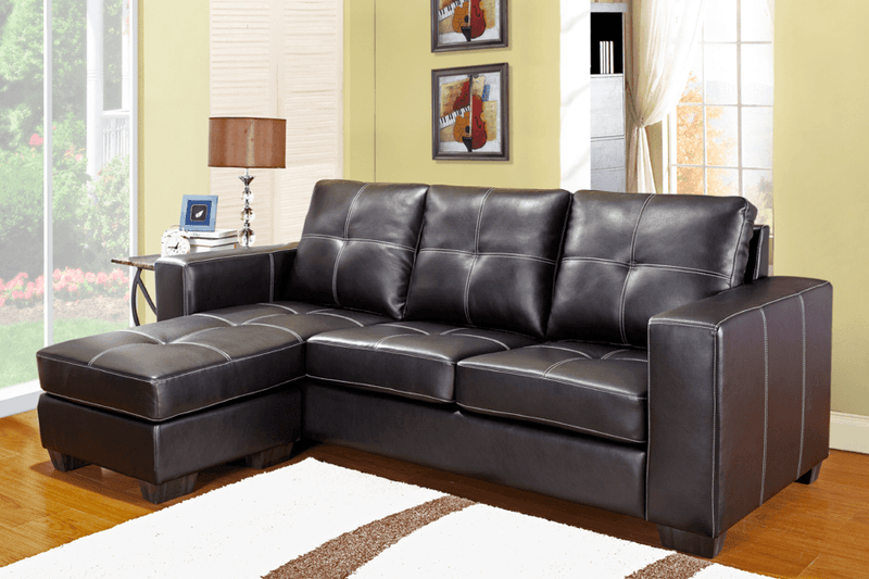 Reversible Faux Leather Sectional Sofa (Black, Brown) - IF-9355 - Furnish 4 Less