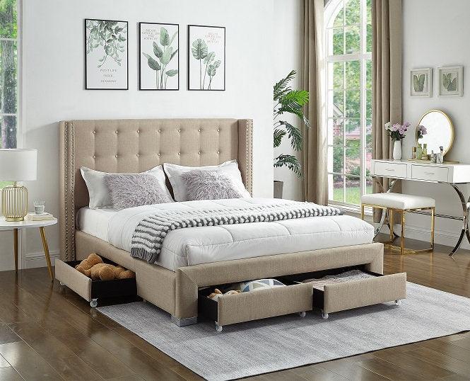 Fabric Storage Bed (Grey, Beige, Black) - IF-5329 - Furnish 4 Less