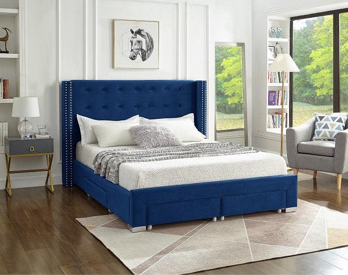 Velvet Storage Bed (Grey, Blue, Crème, Black) - IF-5320 - Furnish 4 Less