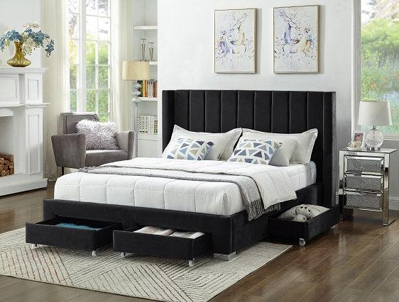 Grey Velvet Storage Bed IF-5210 - Furnish 4Less