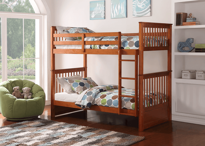 Twin/Twin Bunk Bed (Espresso, White, Grey, Honey) - IF-121 - Furnish 4 Less