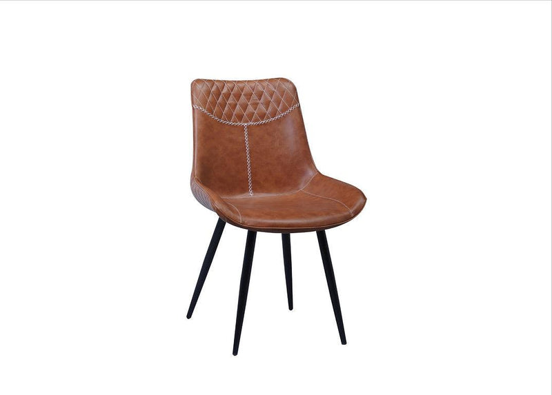 Stitched PU Leather Dining Chairs, Set of 2 (Brown, Black) - IF-1825 - Furnish 4 Less