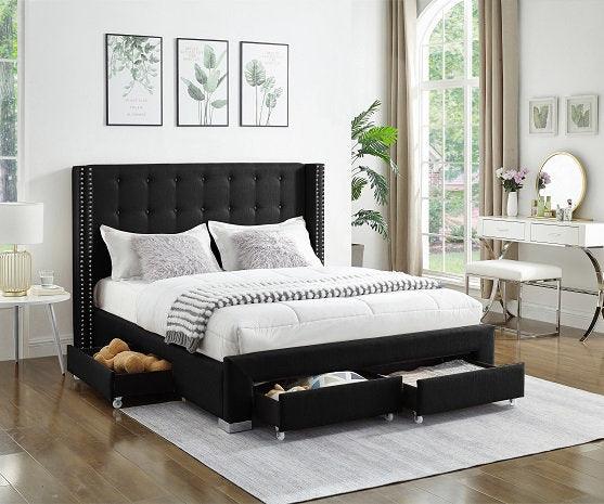 Fabric Storage Bed (Grey, Beige, Black) - IF-5329 - Furnish 4 Less