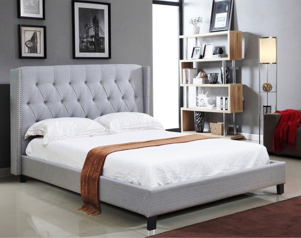 Linen Fabric Platform Bed - IF-5800