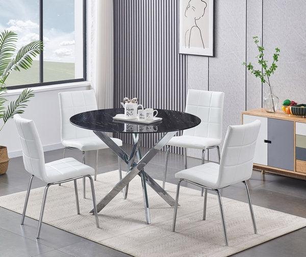 5-piece Black Top Dining Set (Black, Grey, White) - IF-1446 - Furnish 4 Less