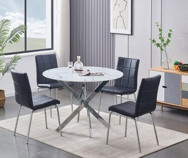 5-piece White Top Dining Set (Black, Grey, White) - IF-1445 - Furnish 4 Less