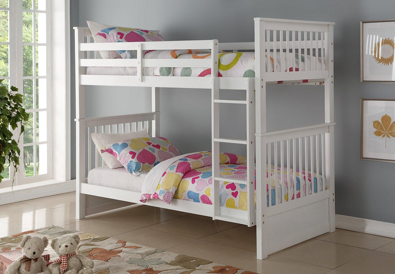 Twin/Twin Bunk Bed (Espresso, White, Grey, Honey) - IF-121 - Furnish 4 Less