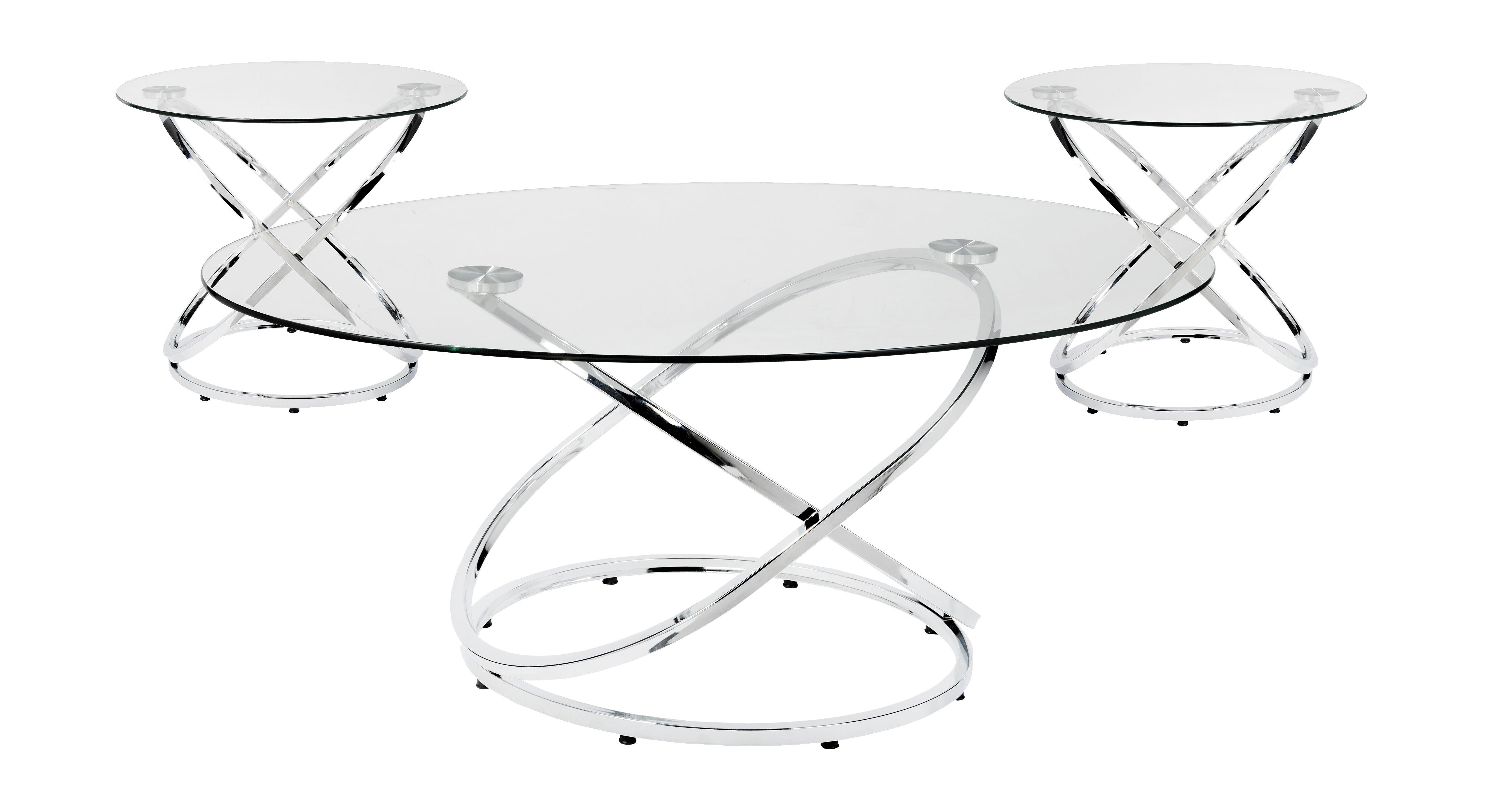 3pc Silver Coffee Table Set - Furnish 4 Less