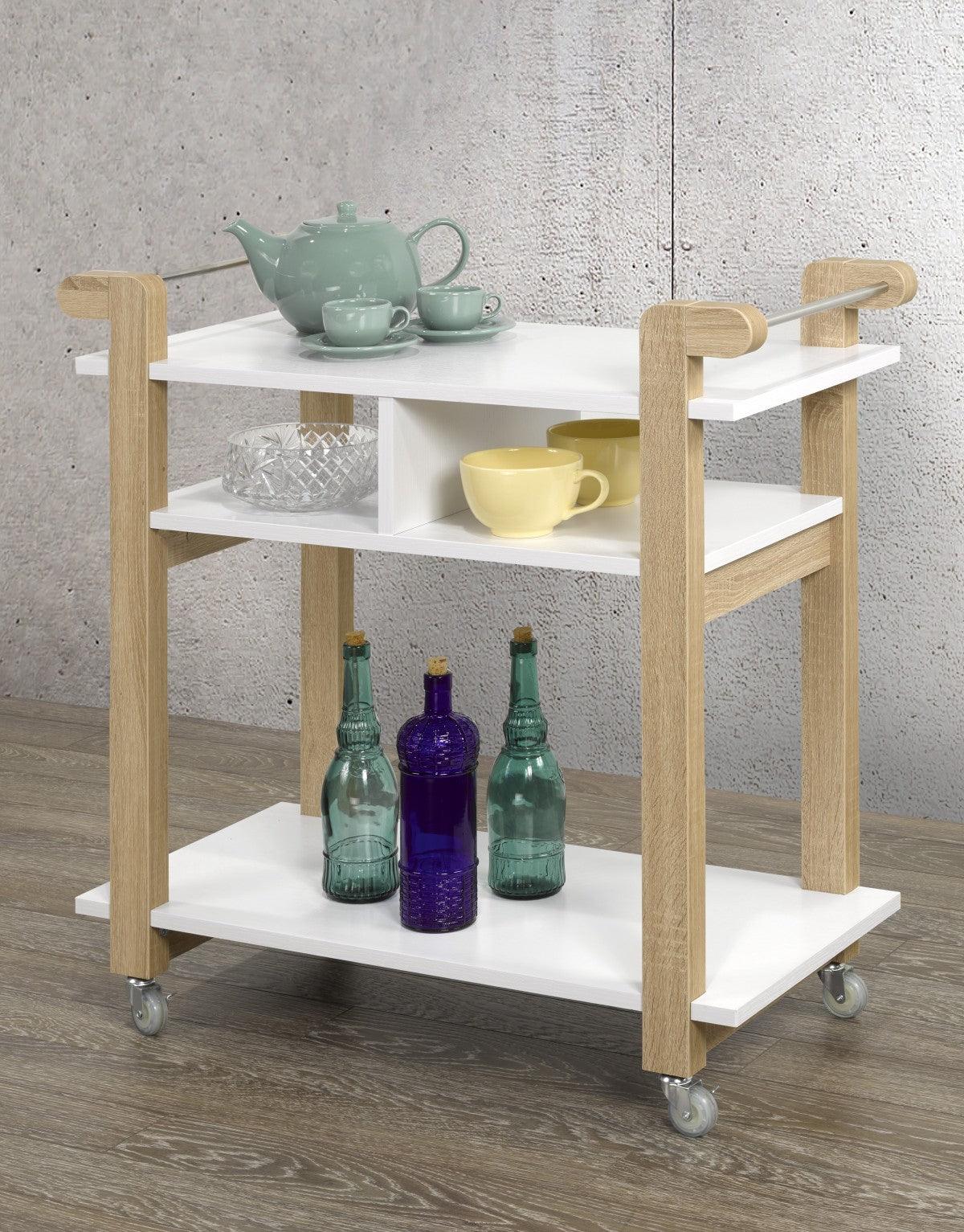 White/Oak Kitchen Cart - B202 - Furnish 4 Less