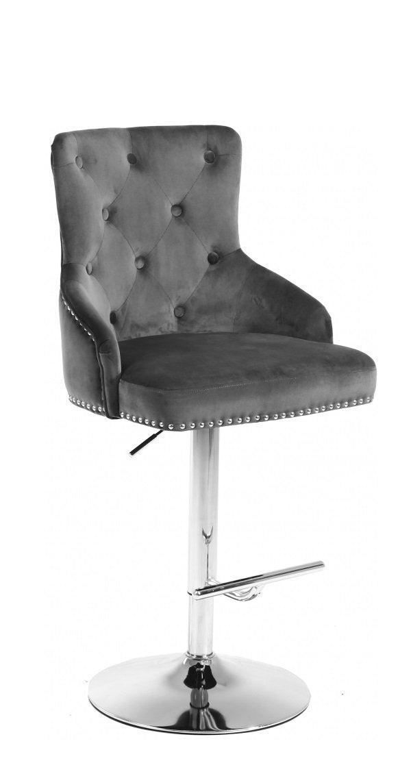 Grey Velvet Bar Stool IF6020 - Furnish 4Less