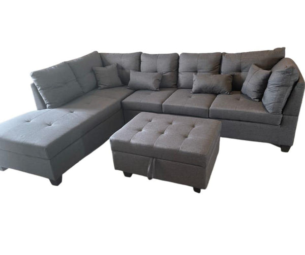 Sectional Sofa with Storage Ottoman - 12727 - Furnish 4Less