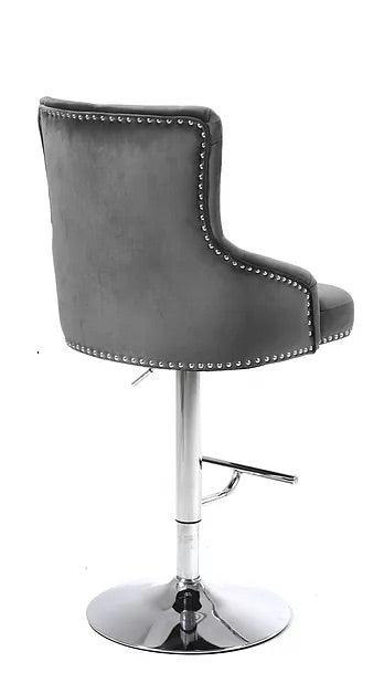 Grey Velvet Bar Stool IF6020 - Furnish 4Less