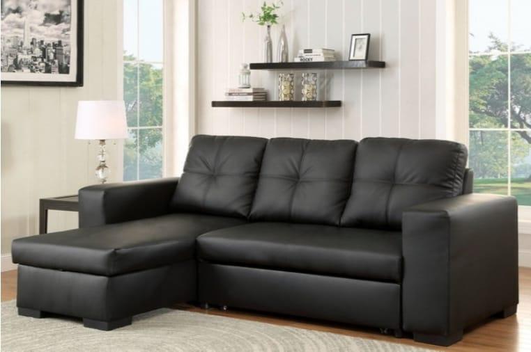 Black PU Leather Sofabed Sectional - IF-9032 - Furnish 4 Less