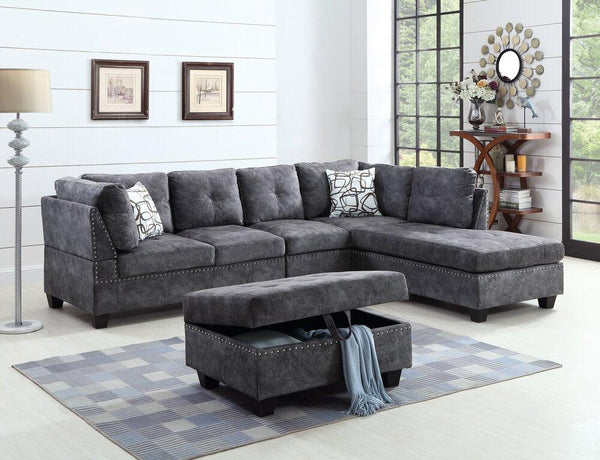 Reversible Sectional Sofa with Storage Ottoman - V72 - Furnish 4Less