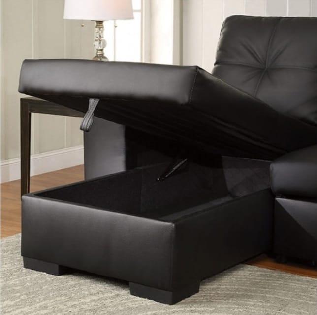 Black PU Leather Sofabed Sectional - IF-9032 - Furnish 4 Less