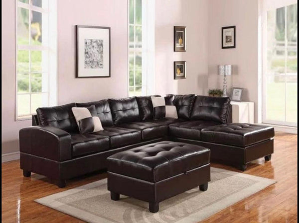 RHF Faux Leather Sectional Sofa - V5212L - Furnish 4Less